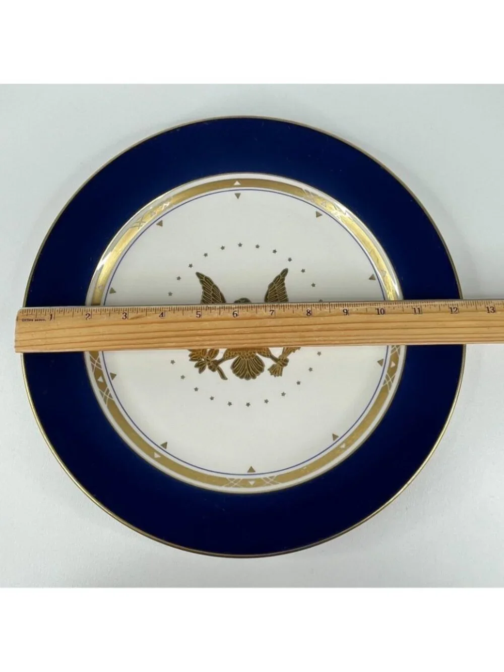 Homer Laughlin Presidential Dinner Plate, Gold Eagle from 1990, Some Scratches